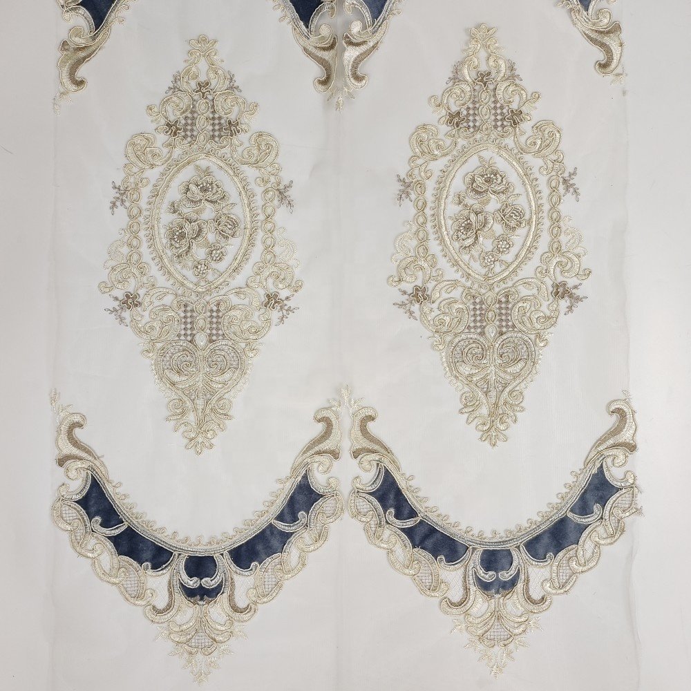 Hot sale wholesale price tulle lace fabric high-end embroidery sheer voile fabric for window curtains
