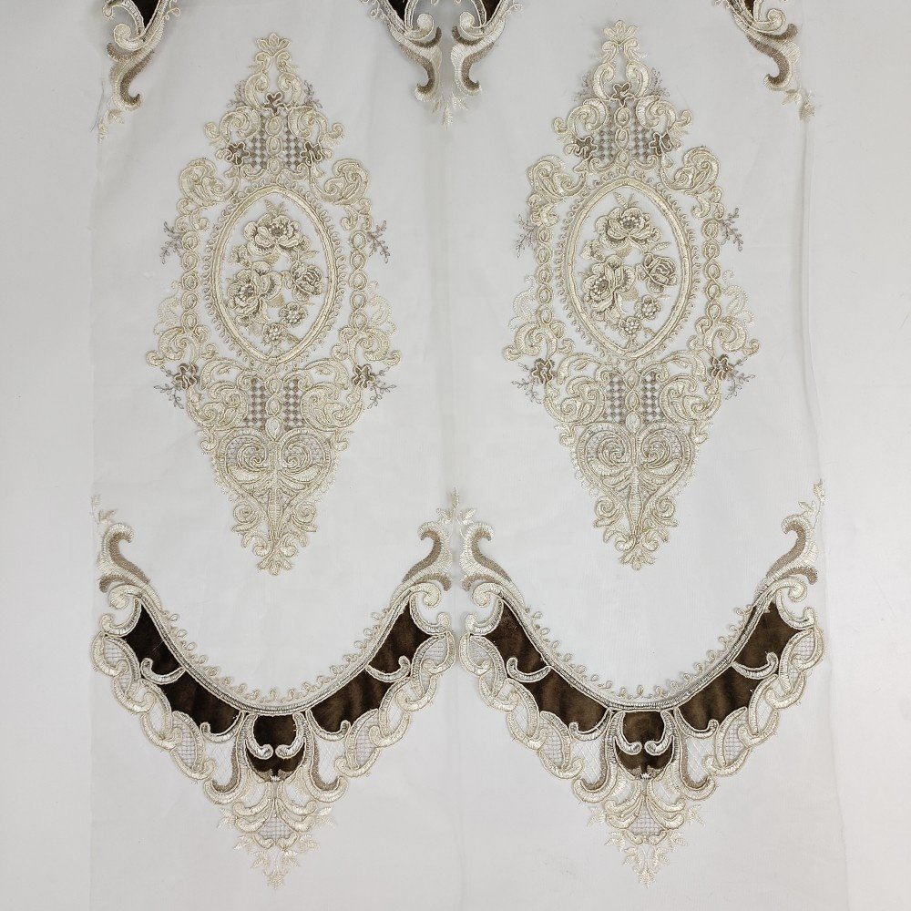Hot sale wholesale price tulle lace fabric high-end embroidery sheer voile fabric for window curtains