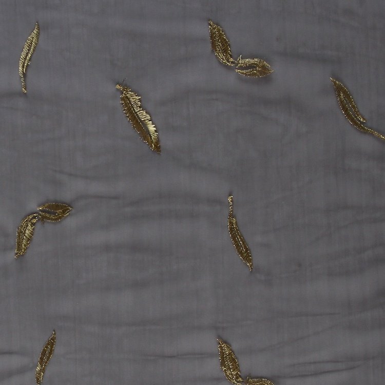 HA-15409 High quality feather embroidery gold embroidered tulle lace fabric french
