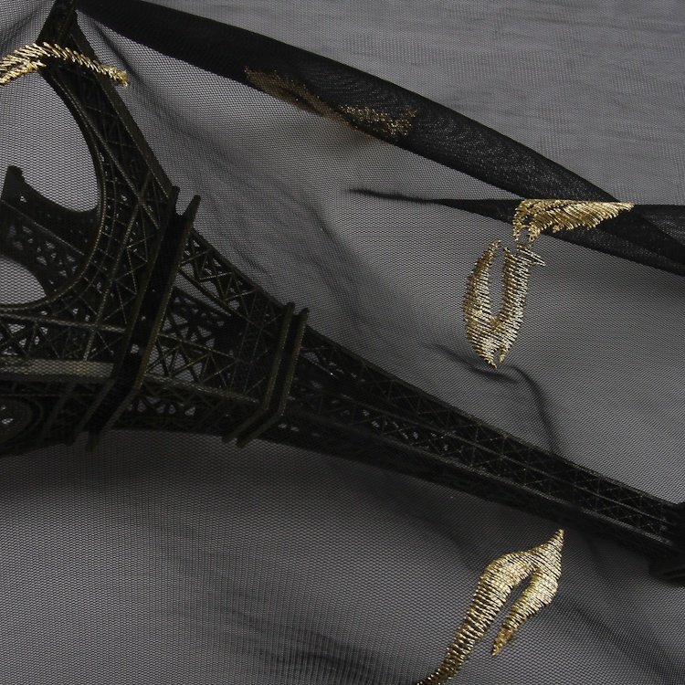 HA-15409 High quality feather embroidery gold embroidered tulle lace fabric french