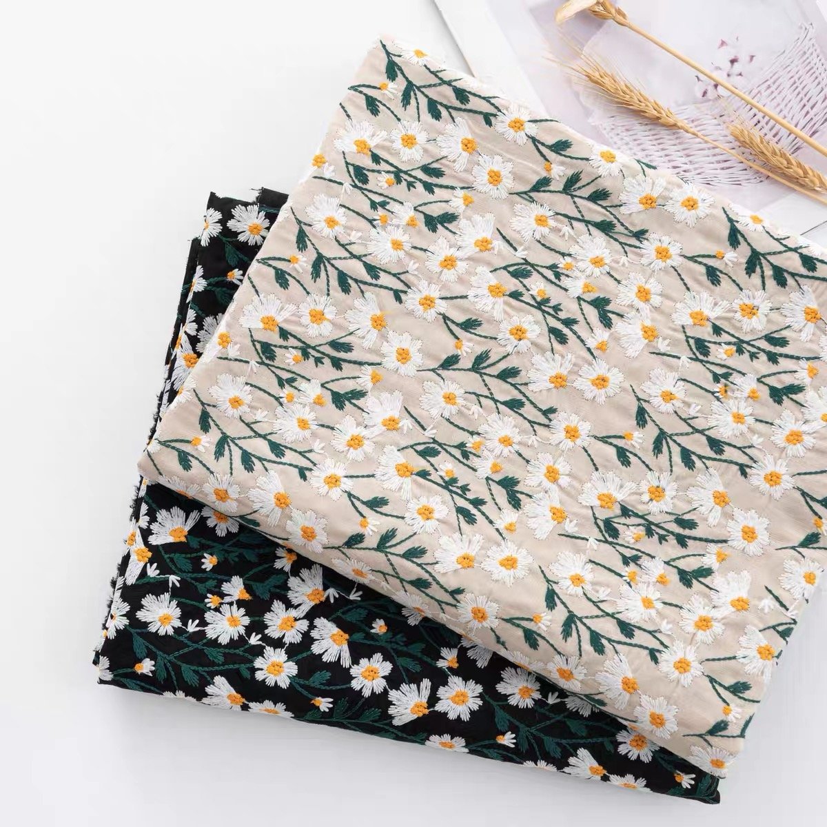 New Multi Color Cotton Linen Embroidery Fabric Vintage Linen cotton Embroidery Fabric for Clothing