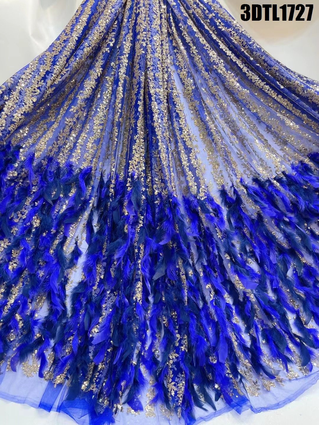 2024 Modern Novel Design Wholesale Price 3D Feather Lace Embroidery Fabric Design