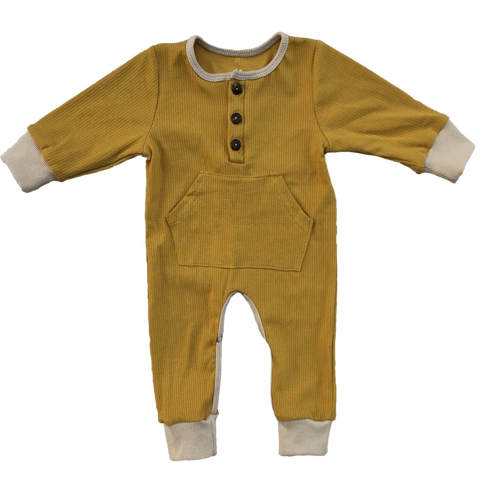 High quality knitted rib cotton long sleeve custom color baby rompers for autumn