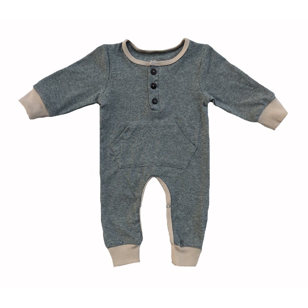 High quality knitted rib cotton long sleeve custom color baby rompers for autumn