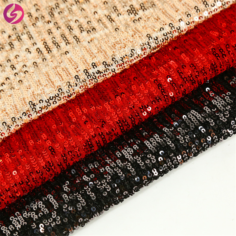 Wholesale 3mm Gold Lace Velvet Stage Sequin Fabric For Evening Dress