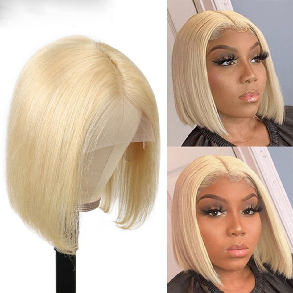 613 Honey Blonde Colored Human Hair Wigs Human Hair Lace Front Hd Lace Frontal Wigs Cheap Straight Short Bob Wig For Black Women