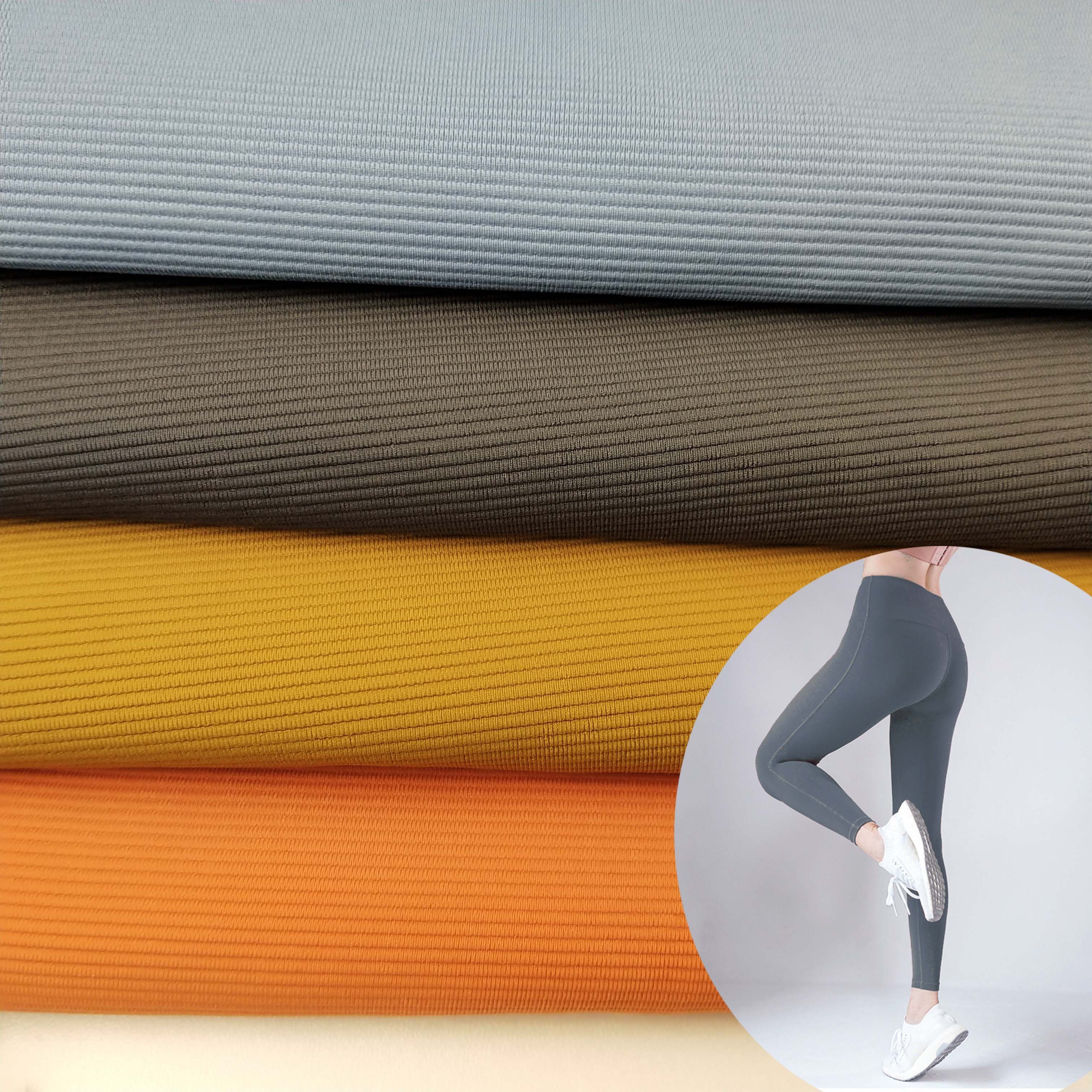 Spandex Ribbed Knit Fabric for Sportswear Lightweight Plain No6627 High Quality 4 Way Stretch Wholesale Stock Nylon Dyed 1 Yard