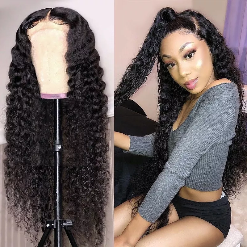 100% Indian Remy Hair Deep Curly Wig Transparent Lace Long 13*4 13*6 Lace Front Wigs For Black Women