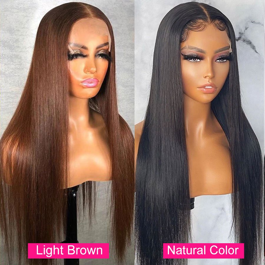 Chocolate Brown Lace Front Human Hair Wigs For Women Straight Lace Front Wig Colored HD transparent lace frontal wig human hair