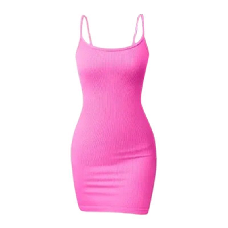 Custom Logo kim kardashian dress dupes hot pink dress bodycon lounge Women Mini basic sleeveless spandex Rib soft Lounge Slip Dresses