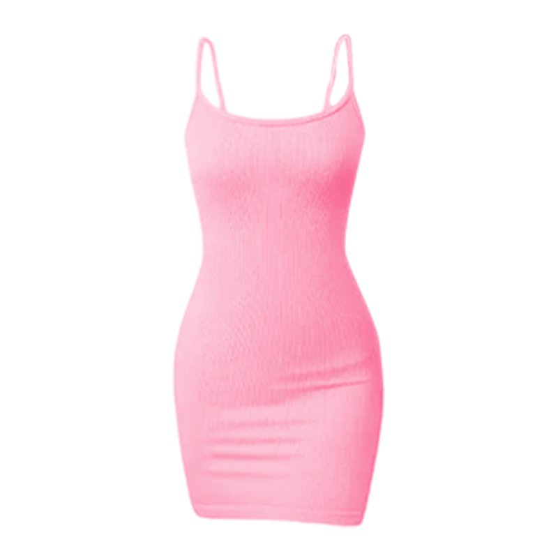 Custom Logo kim kardashian dress dupes hot pink dress bodycon lounge Women Mini basic sleeveless spandex Rib soft Lounge Slip Dresses
