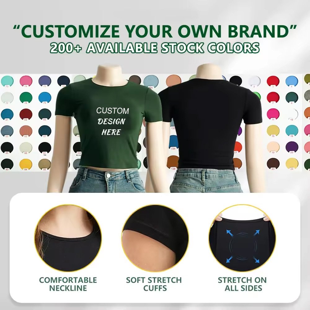 Eco Friendly Clothes Organic Bamboo Cotton Womens Baby Tee Women Crop Top With Custom Print Logo Tshirt For Slim Fit T Shirt
