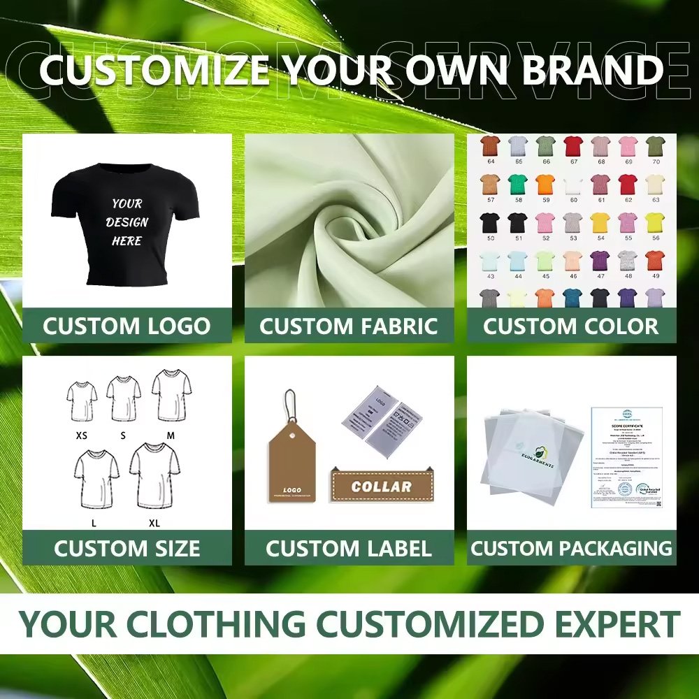 Eco Friendly Clothes Organic Bamboo Cotton Womens Baby Tee Women Crop Top With Custom Print Logo Tshirt For Slim Fit T Shirt