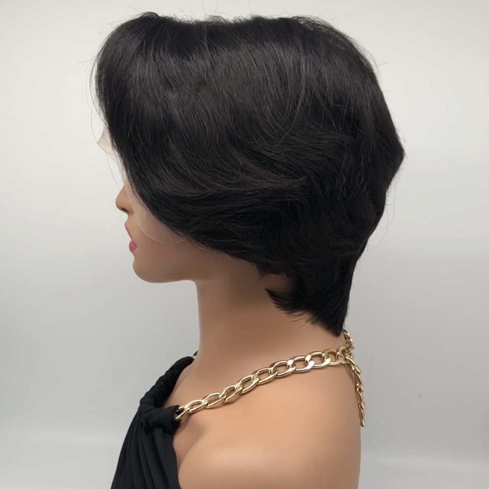 13x5x1 Lace Pixie Cut Wigs Raw Human Hair T Lace Front Wig Cuticle aligned Human hair 13x5x1 Lace Front Wig For Black Women