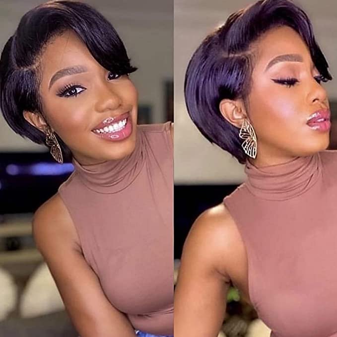 13x5x1 Lace Pixie Cut Wigs Raw Human Hair T Lace Front Wig Cuticle aligned Human hair 13x5x1 Lace Front Wig For Black Women