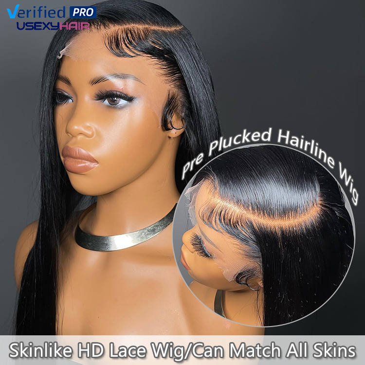 180 250 Density Transparent Glueless Full Hd Lace Wigs,Straight Frontal Peruvian Hair Wigs, Raw Remy Lace Front Human Hair Wigs