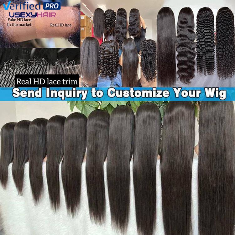 180 250 Density Transparent Glueless Full Hd Lace Wigs,Straight Frontal Peruvian Hair Wigs, Raw Remy Lace Front Human Hair Wigs
