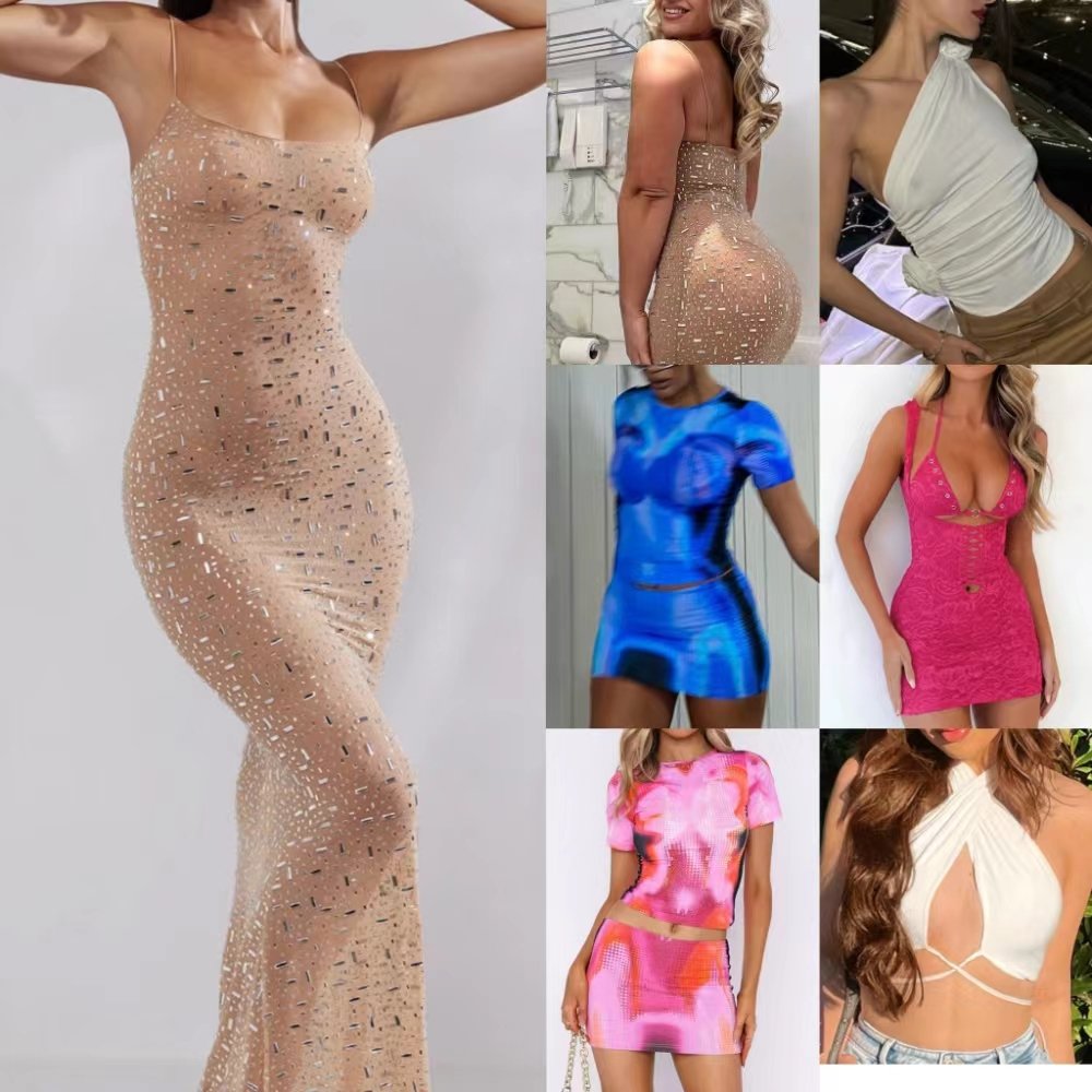 2024 summer hot products women's new one-neck ribbed long slim dress ribbed dress