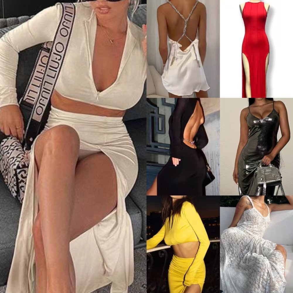 2024 summer hot products women's new one-neck ribbed long slim dress ribbed dress