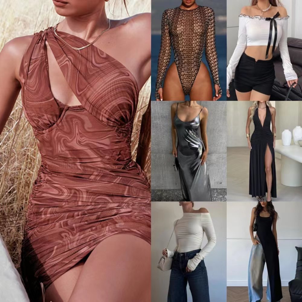 2024 summer hot products women's new one-neck ribbed long slim dress ribbed dress