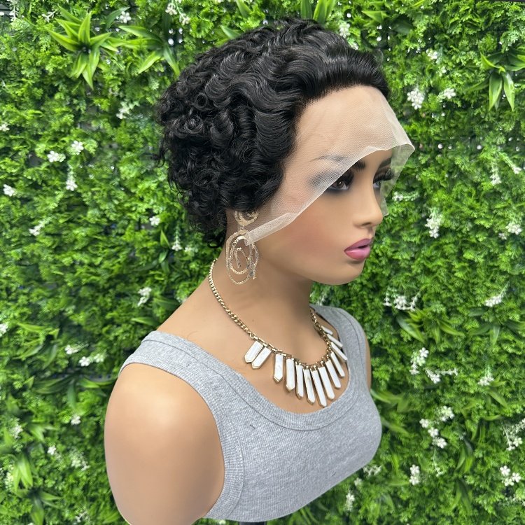 Pixie Cut Wigs Short Curly Lace Front Human Hair Wigs For Women Brazilian 13x1 Transparent Lace Wigs