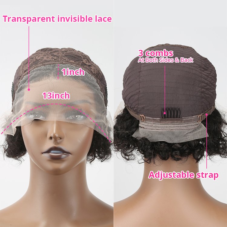 Pixie Cut Wigs Short Curly Lace Front Human Hair Wigs For Women Brazilian 13x1 Transparent Lace Wigs