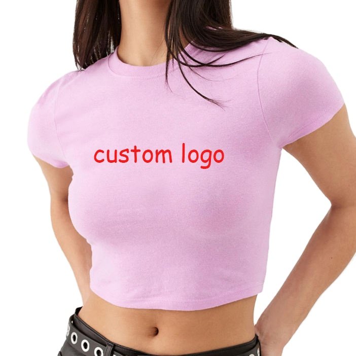 Custom Lady Streetwear Sexy Club Crop Top T Shirt Digital Printing Cotton Blank Cropped Top For Women