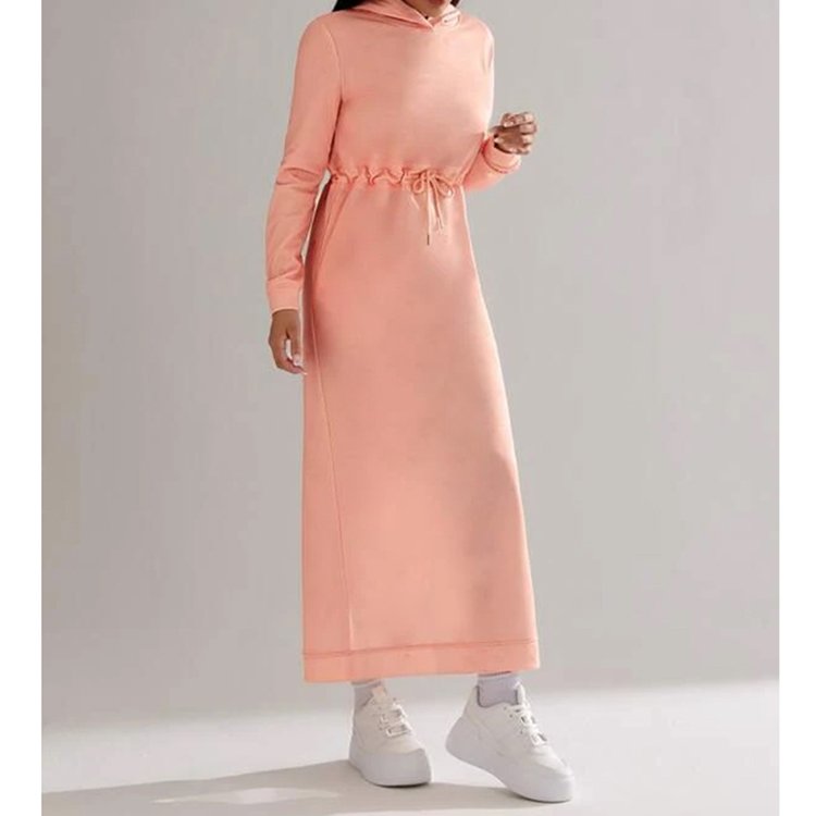 F230033 2024 Spring Autumn Women's Maxi Rib Ladies Dress Bodycon Sexy Long Sleeve Hooded Casual Slim Dresses For Women