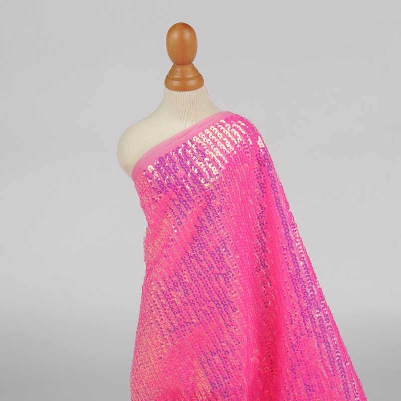 pink sequin beaded sequin stripe fabric fish scale sequin embroidery transparent mesh lace fabric for clothing and shoes bags