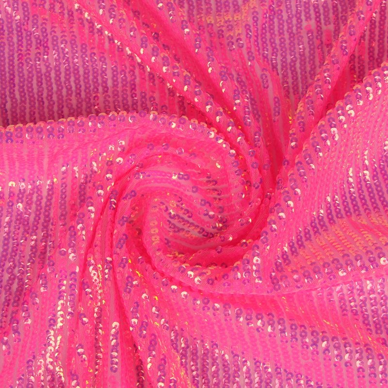 pink sequin beaded sequin stripe fabric fish scale sequin embroidery transparent mesh lace fabric for clothing and shoes bags