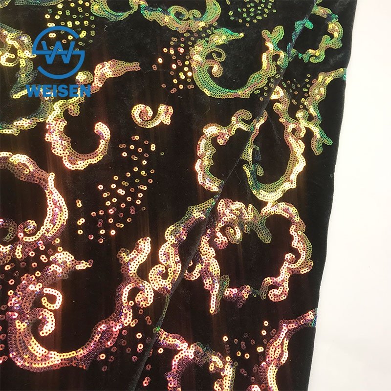 Wholesale Sequin 2020 New Mesh Gold Dress Stretch Velvet Lace Fabric
