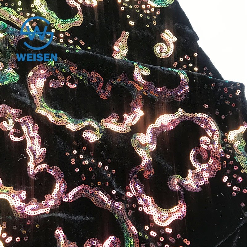 Wholesale Sequin 2020 New Mesh Gold Dress Stretch Velvet Lace Fabric