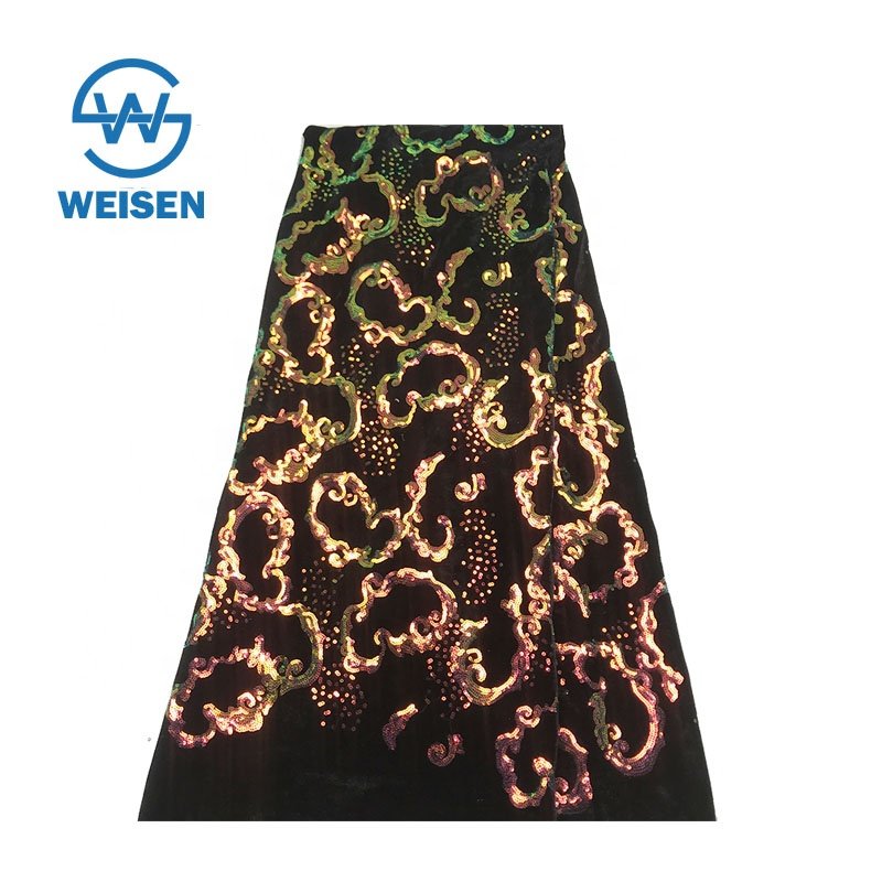 Wholesale Sequin 2020 New Mesh Gold Dress Stretch Velvet Lace Fabric