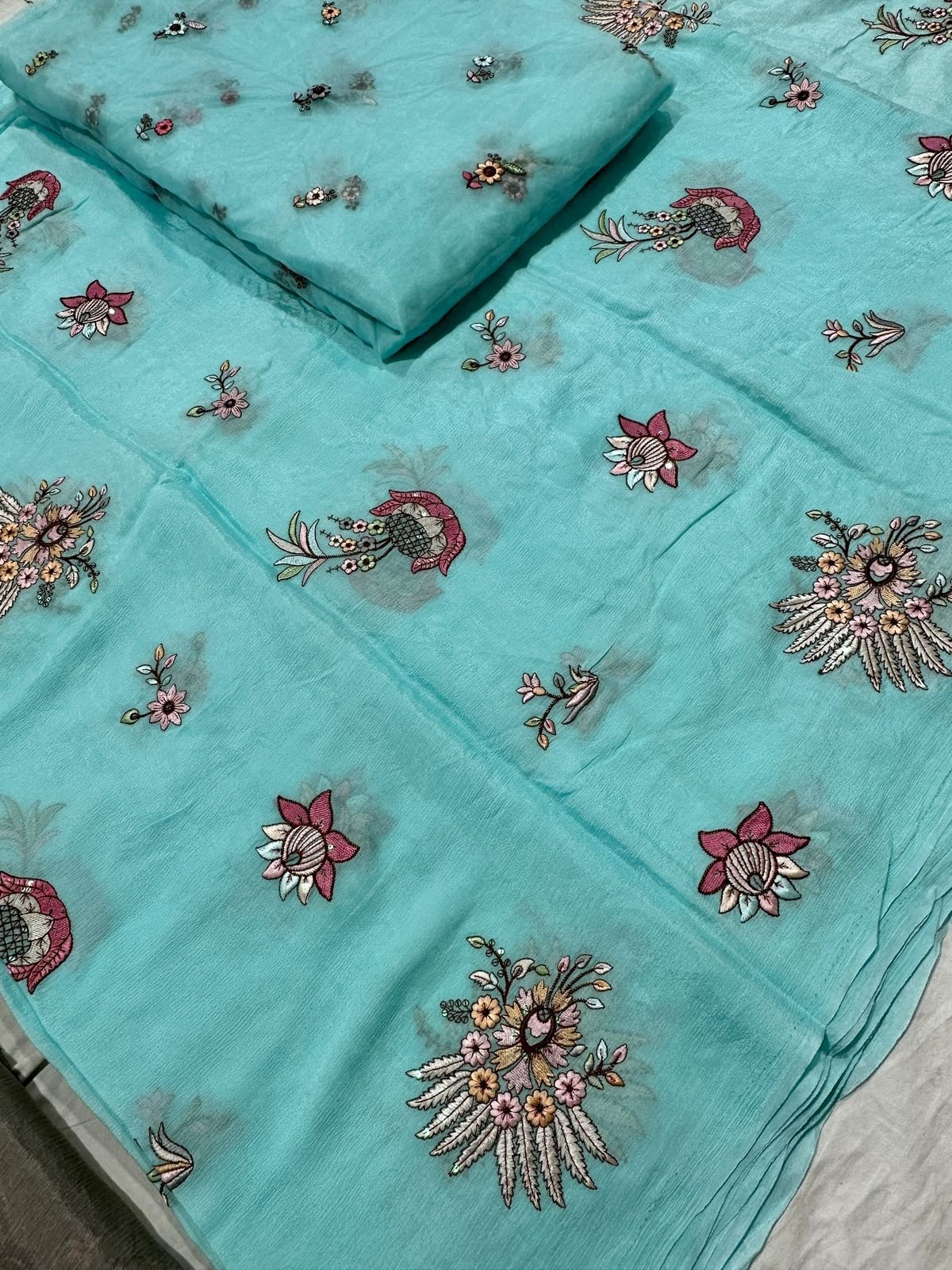 Wholesale Factory Supply Chiffon Embroidery Lace Fabric for Wedding for Salwar Kameez from Indian Supplier at Wholesale Price