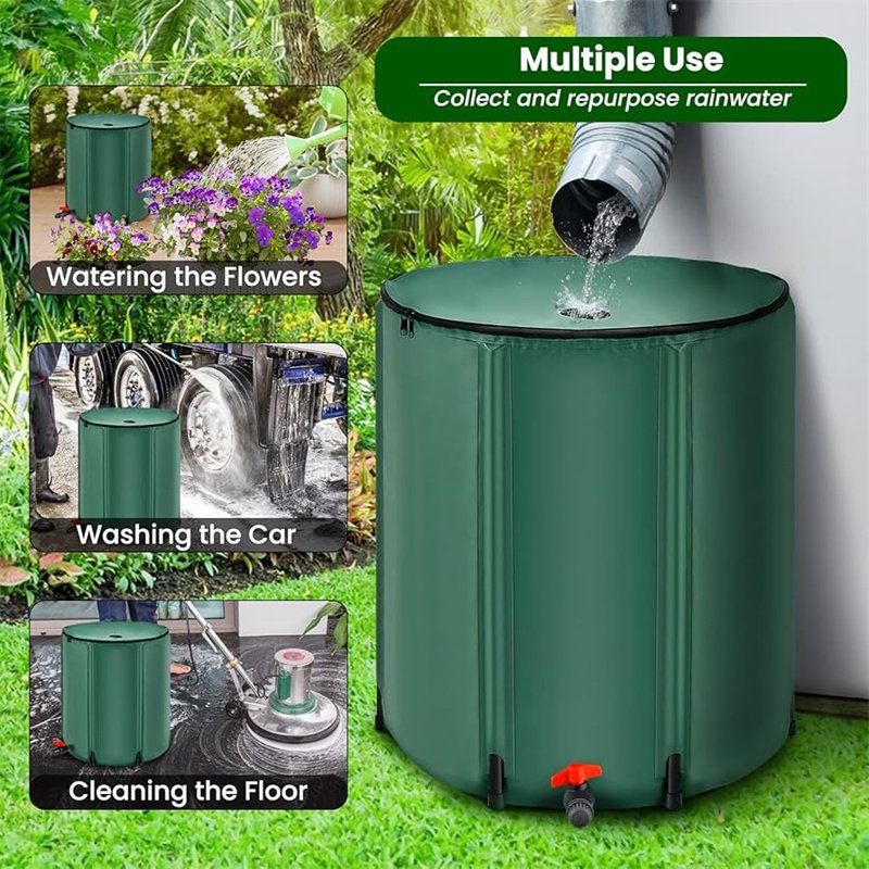 PVC Tarpaulin Portable Rain Collection System Foldable Water Barrel Collector Home Garden Rain Barrel