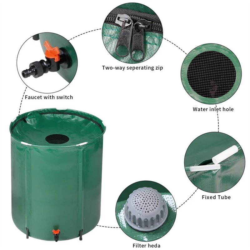 PVC Tarpaulin Portable Rain Collection System Foldable Water Barrel Collector Home Garden Rain Barrel