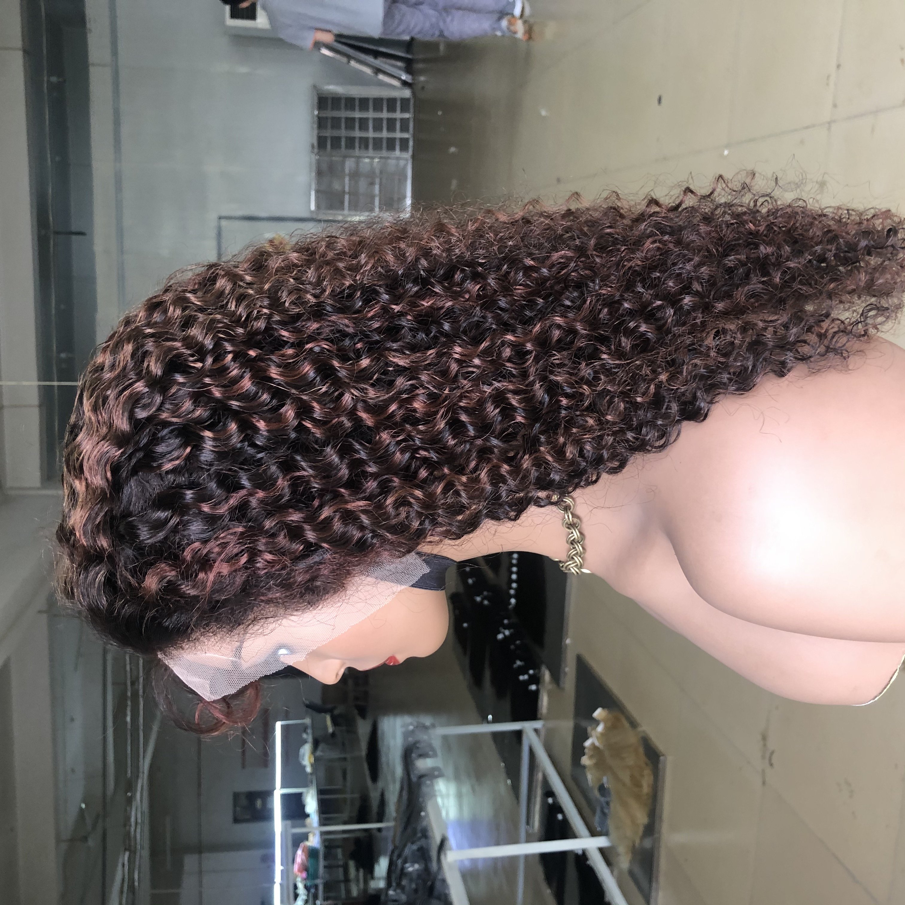 Piano Color 2/33# Lace Front Wig 100% Virgin Brazilian Hair Pre Plucked Deep Curly Hair For Black Women