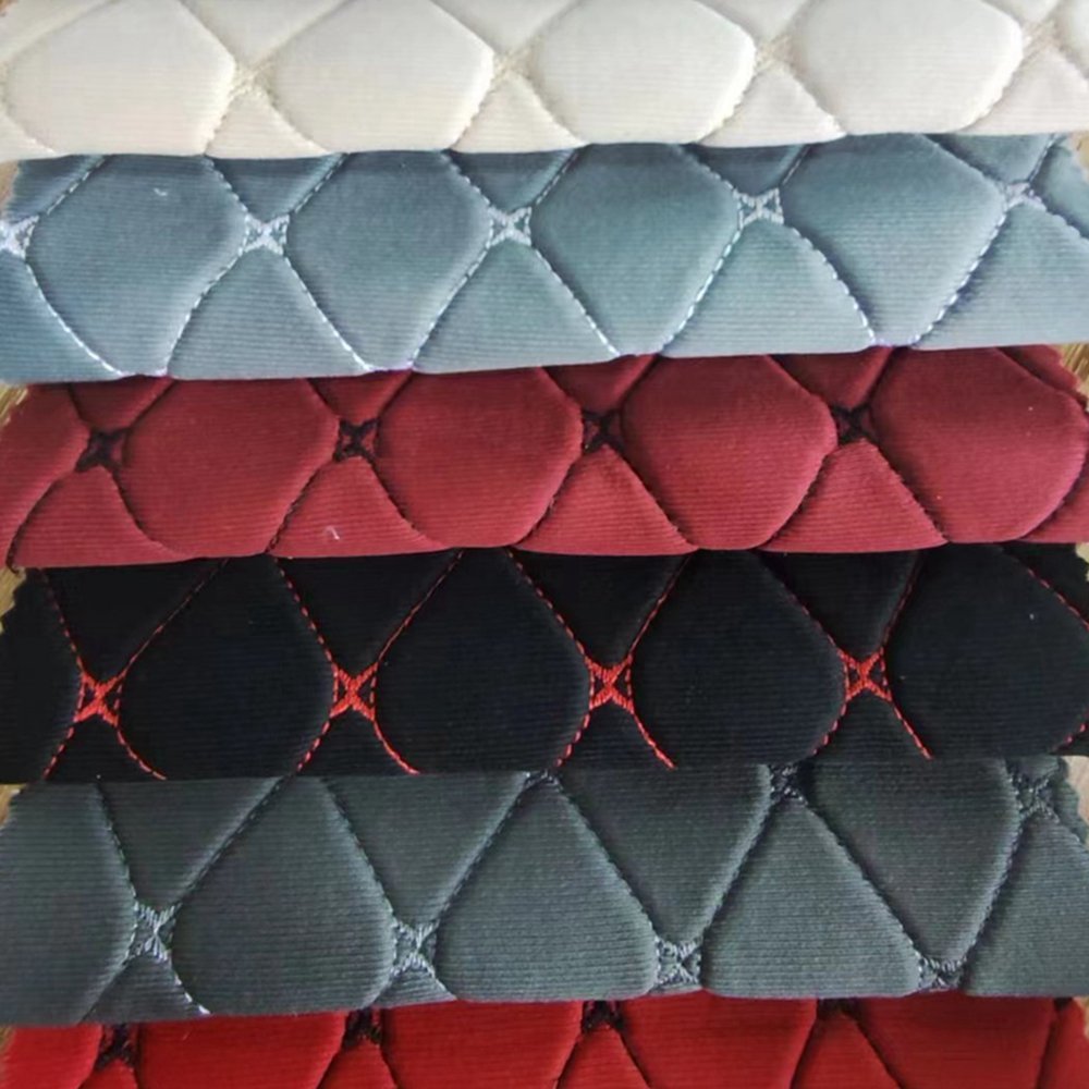 160cm Width 4mm Foam Backing Embroidery Fabric For Car Seat Cover