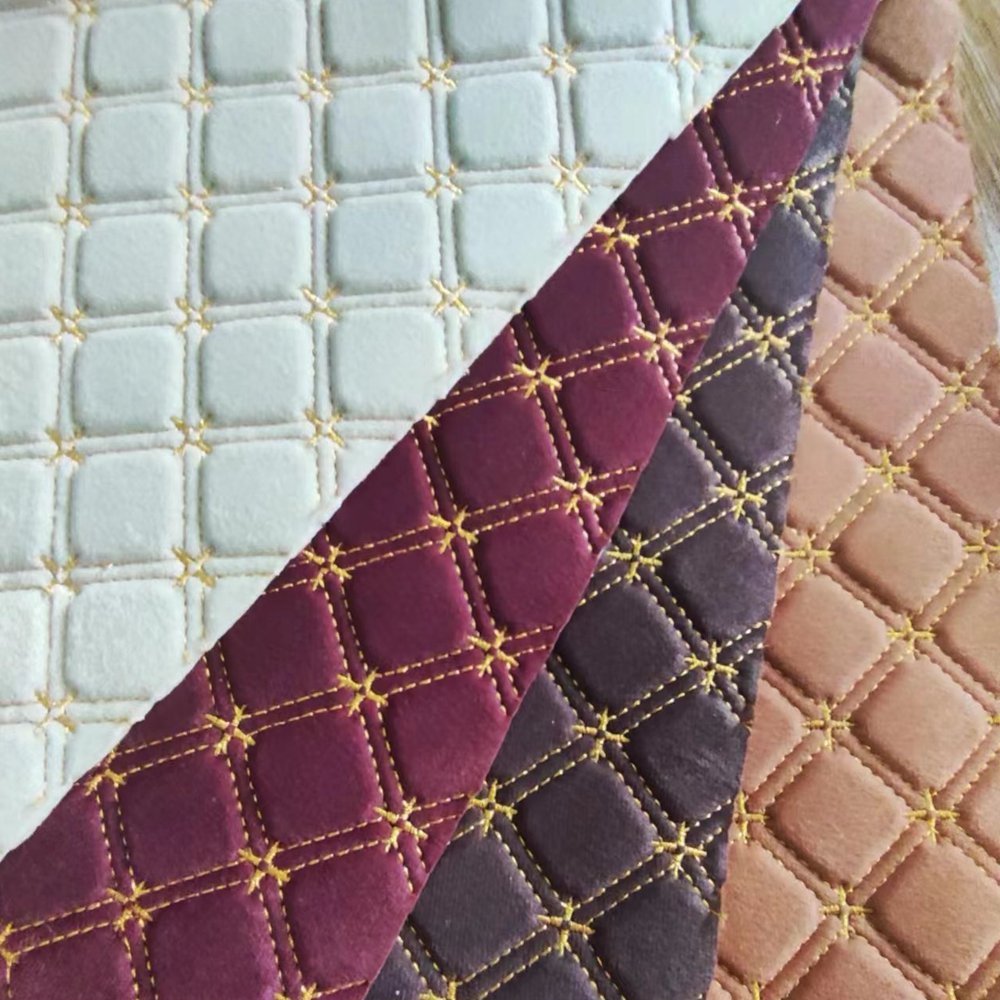 160cm Width 4mm Foam Backing Embroidery Fabric For Car Seat Cover