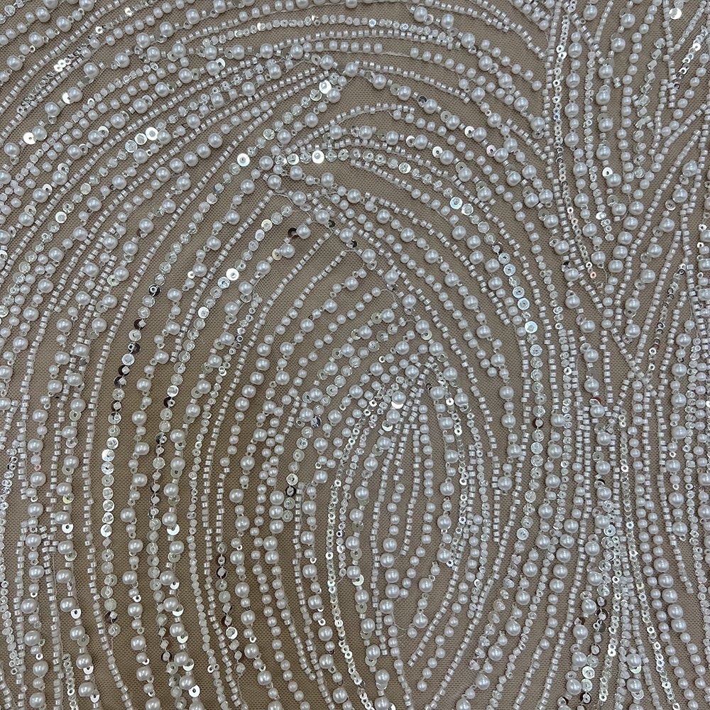 french embroidery Wedding Dress Bridal Crystal Sequins Fabric African women 3D Heavy Beaded Lace Tulle Bridal White Lace Fabric