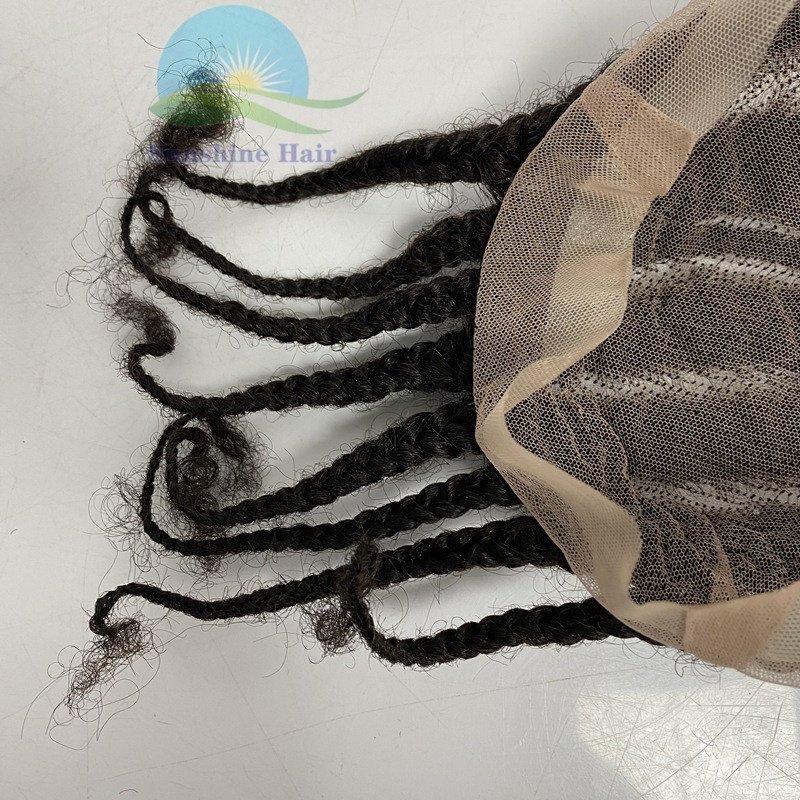 Indian hair replacement hair prosthesis toupee full lace base custom corn row africa braid wigs for man