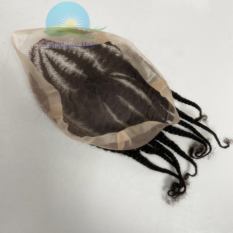 Indian hair replacement hair prosthesis toupee full lace base custom corn row africa braid wigs for man