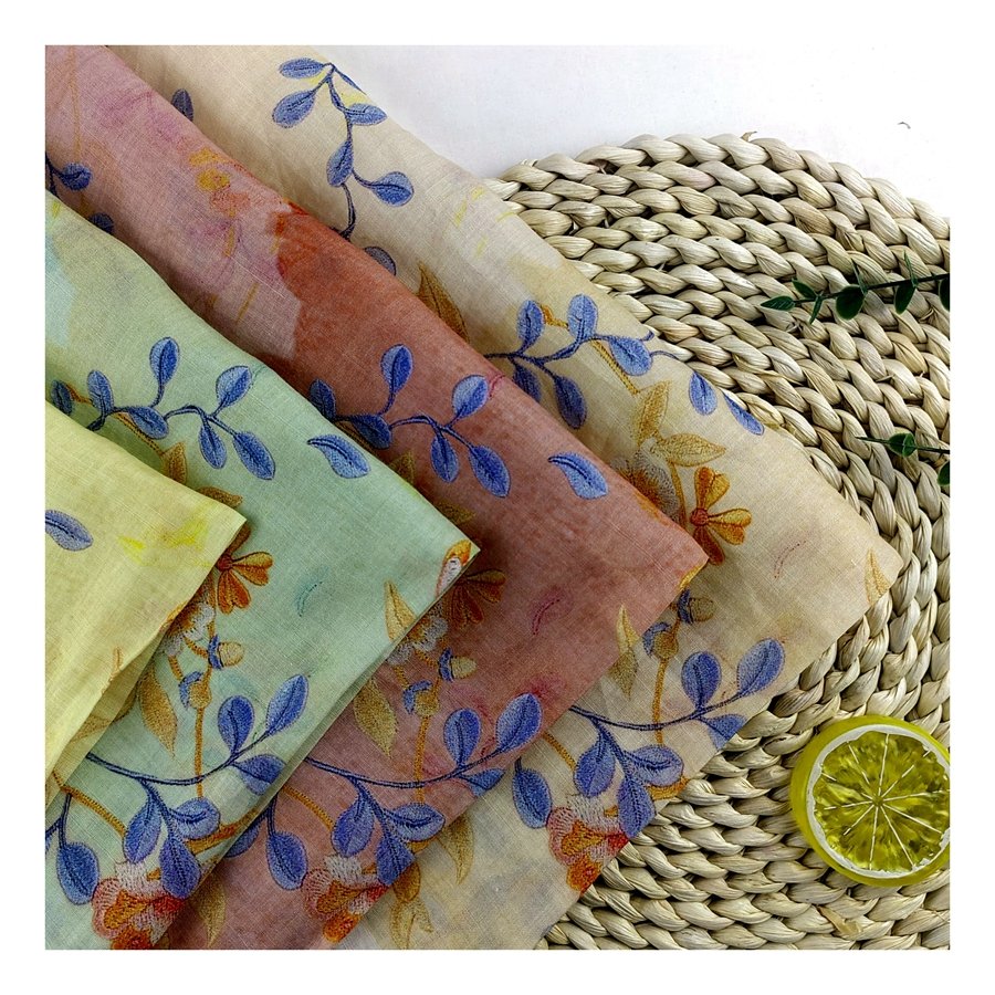 Hot sale Colorful Floral design Breathable 42S 100% Ramie High-End Linen Digital print fabric for clothing
