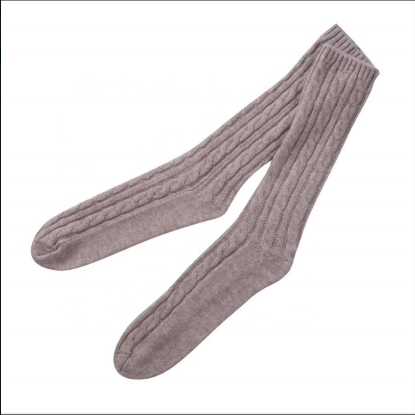 100% cashmere socks rib knit warm ladies socks custom production for women