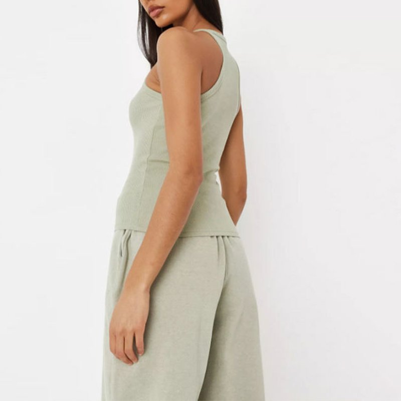 2024 summer custom logo fashion girls ribbed tank top solid color bodycon breathable women's tank tops