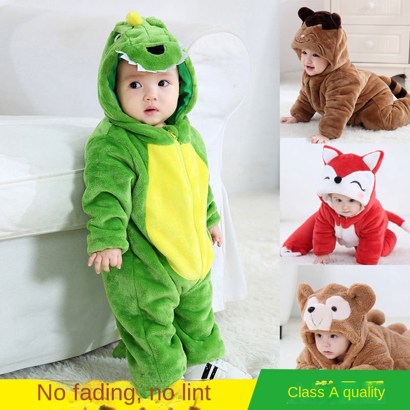 OEM Baby Jumpsuit Thickening Romper Winter Kid Blank Long Sleeve Baby Onesie Zipper Organic Cotton Rib Animal Pajamas