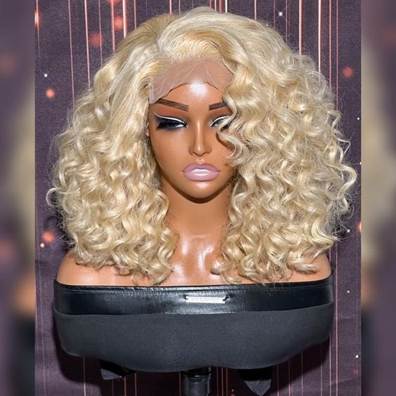 Natural Human Hair Kinky Curly HD Lace Pre Plucked Curly Bob Glueless Bleached Knots Vietnamese Human Hair HD Lace Front Wig