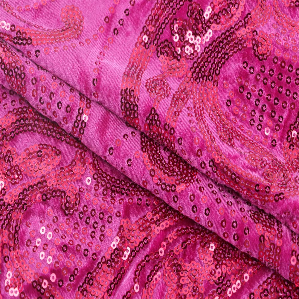 Four way stretchable stretch sequin fabric tela de lentejuelas de terciopelo wholesale price velvet sequin embroidery fabric