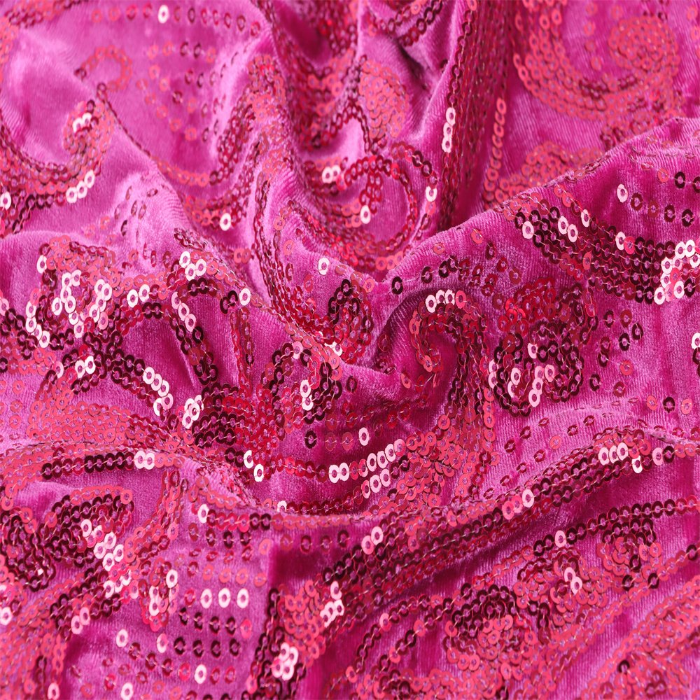 Four way stretchable stretch sequin fabric tela de lentejuelas de terciopelo wholesale price velvet sequin embroidery fabric