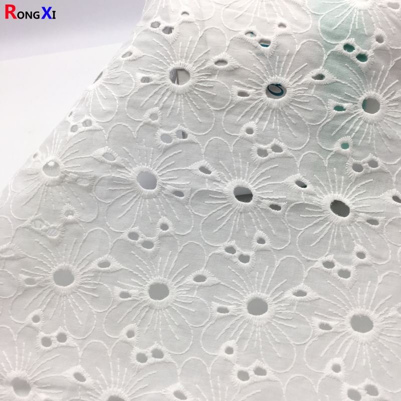 RXF0561 Brand New Cotton Girl Shirt Flora Embroidery Lace Fabric